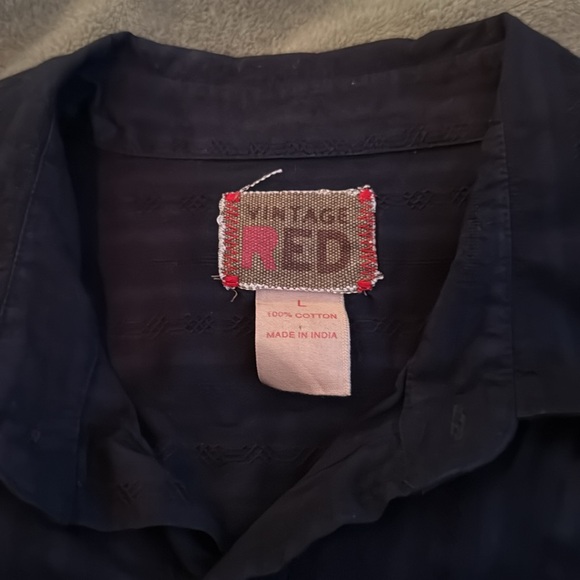 Black Striped 100% Cotton Button Down Shirt by Vintage Red - Picture 2 of 3